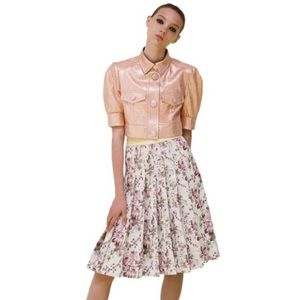 DROMe Yellow Leather Floral Upholstery Skirt